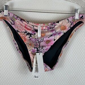 NWT  Sanctuary Petal Pusher Floral Cinch Back Hipster Swim Bottom Size Large